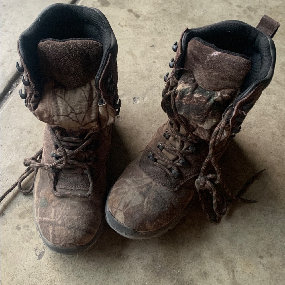 Kids Big boys Brown Camo Waterproof Hiking Boots